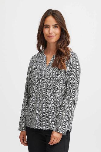 Fransa γυναικεία μπλούζα με all-over print Regular Fit - 20612662 Μαύρο M